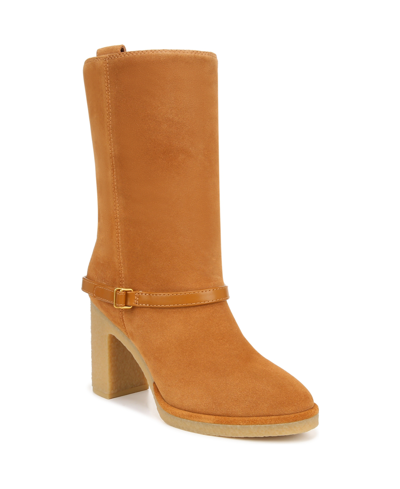 Shop Franco Sarto Paxton Mid Shaft Boots In Camel Brown Suede