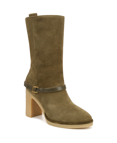 Shop Franco Sarto Paxton Mid Shaft Boots In Cypress Green Suede