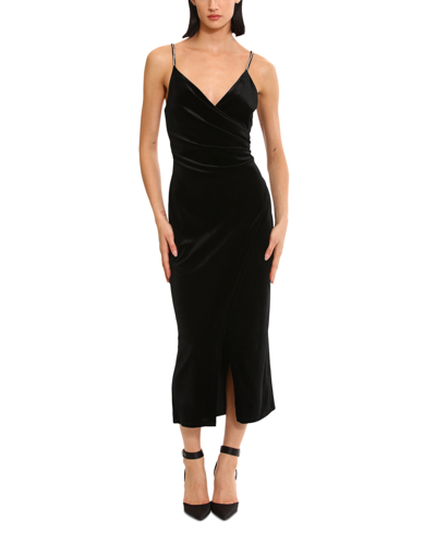 Shop Donna Morgan Women's Rhinestone-strap Midi Dress In Black