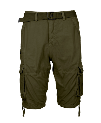 Shop Blu Rock Men's Vintage-like Cotton Cargo Belted Shorts In Olive