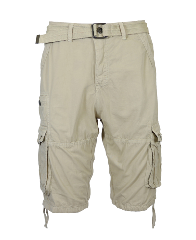 Shop Blu Rock Men's Vintage-like Cotton Cargo Belted Shorts In Light Khaki
