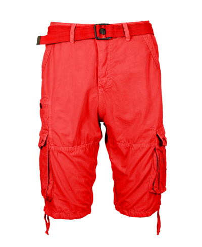 Shop Blu Rock Men's Vintage-like Cotton Cargo Belted Shorts In Red