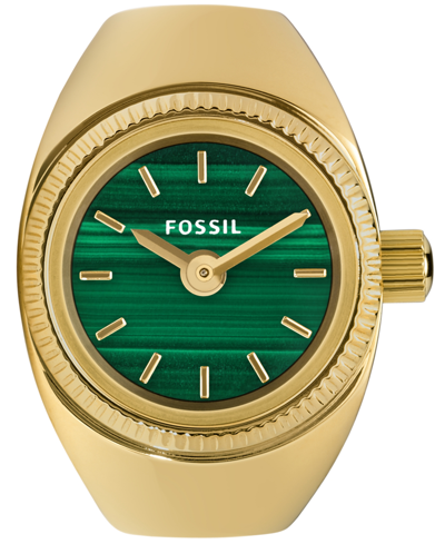 Fossil Women's Two-hand Gold-tone Stainless Steel Ring Watch, 15mm In Gold-tone