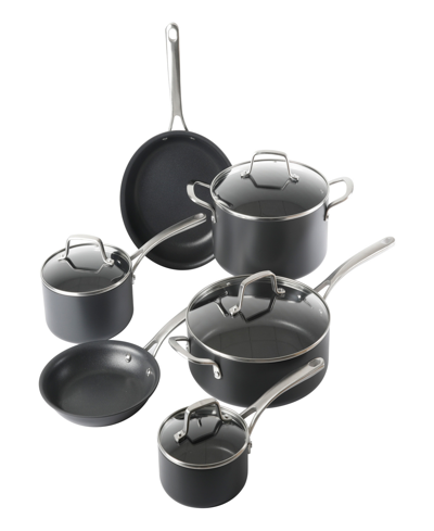 Shop Martha Stewart Collection Bosworth Hard Anodized 10 Piece Cookware Set In Black