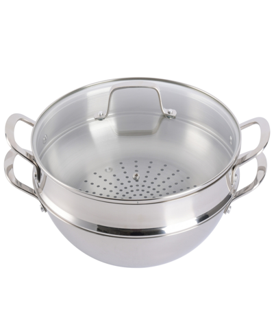 Shop Martha Stewart Collection Castelle Stainless Steel 12" Essential Pan With Steamer In Silver