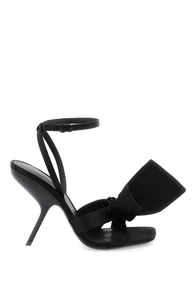 Shop Ferragamo Sandals With Asymmetric Bow In Black