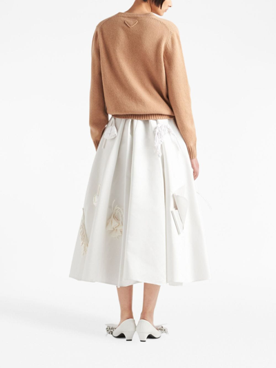 Prada Wool And Cashmere Crew-neck Sweater In Brown