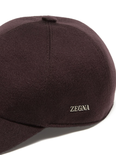 Shop Zegna Oasi Cashmere Baseball Cap In Purple