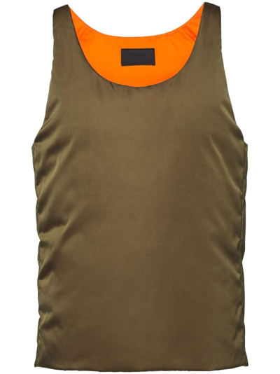 Prada Men Re-nylon Logo Padded Top In Brown