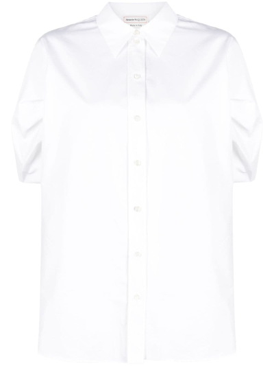 Shop Alexander Mcqueen Puff-sleeve Cotton Shirt In White