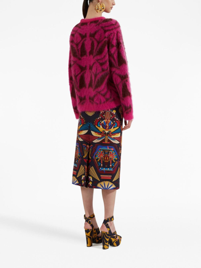 Shop La Doublej Intarsia-knit Long-sleeve Jumper In Pink