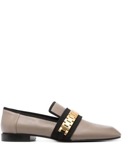 Shop Victoria Beckham Mila Chain Leather Loafers In Braun