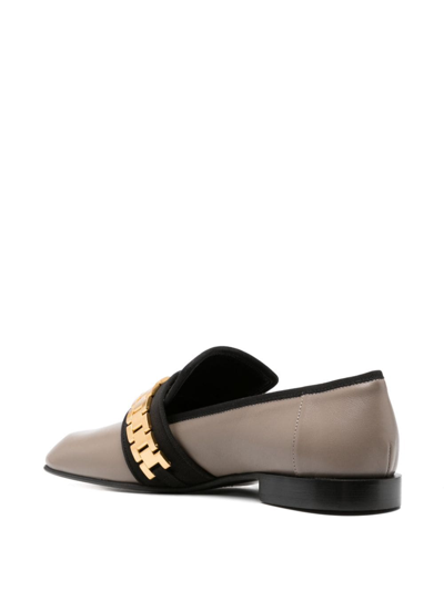 Shop Victoria Beckham Mila Chain Leather Loafers In Braun