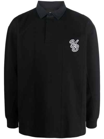 Shop Y-3 Logo-embroidered Cotton Shirt In Schwarz