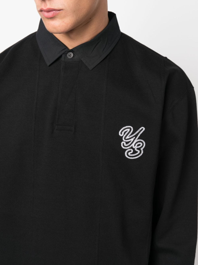 Shop Y-3 Logo-embroidered Cotton Shirt In Schwarz