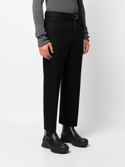 Shop Sacai Straight-leg Belted Trousers In Schwarz