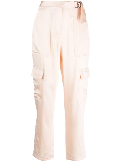 Shop Simkhai Satin-finish Cropped Trousers In Nude