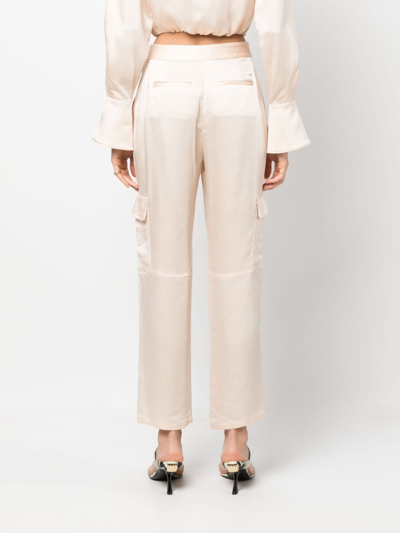 Simkhai Satin-finish Cropped Trousers In Nude