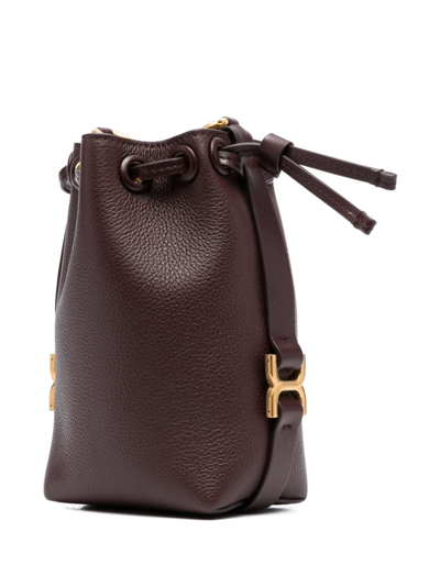 Shop Chloé Mini Marcie Leather Bucket Bag In Purple