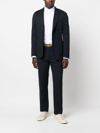 Zegna Micro Striped Trecapi Tailored Fit Long Sleeve Shirt In White