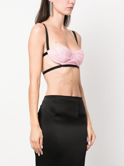 Shop Gcds Tweed Bra Top In Rosa