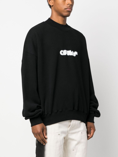 Shop Off-white Logo-print Cotton Sweatshirt In Schwarz