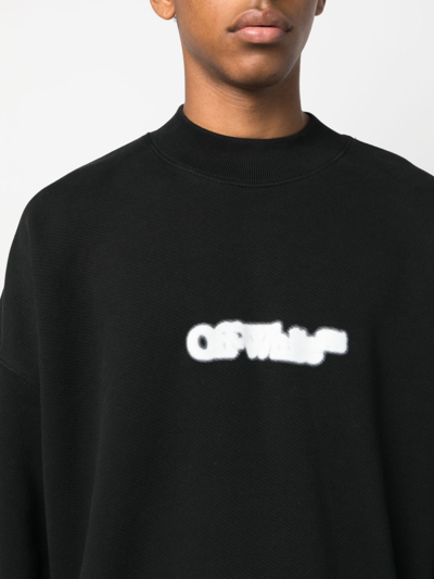 Shop Off-white Logo-print Cotton Sweatshirt In Schwarz