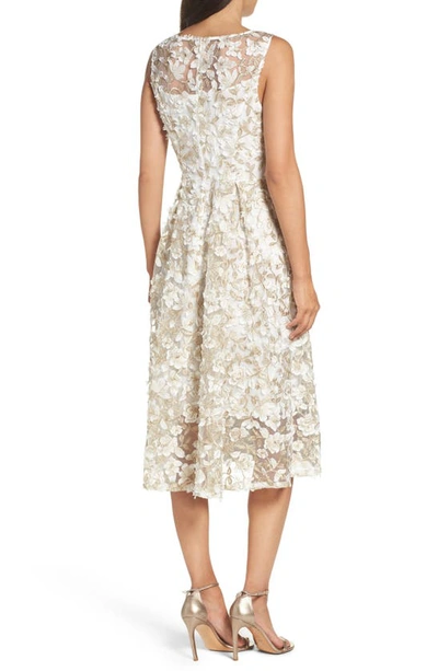 Shop Adrianna Papell Midi Dress In Ivory/ Gold