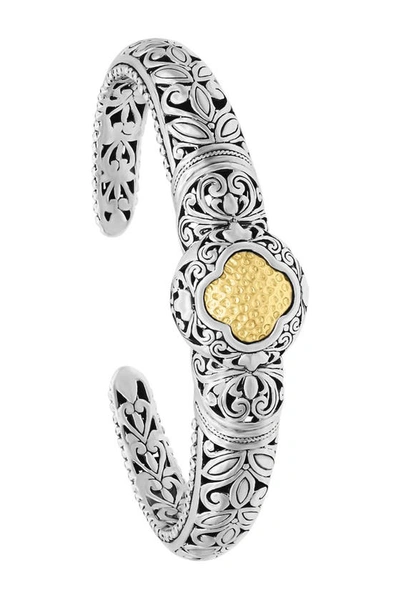 Shop Devata Genuine 18k Gold & Sterling Silver Bali Filigree Dome Cuff Bracelet In Silver/ Gold