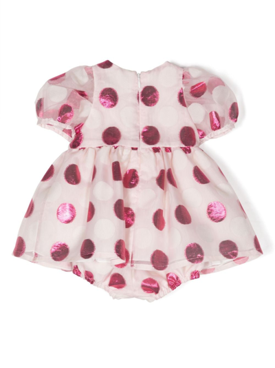 Shop Hucklebones London Polka Dot-pattern Puff-sleeve Dress In Pink