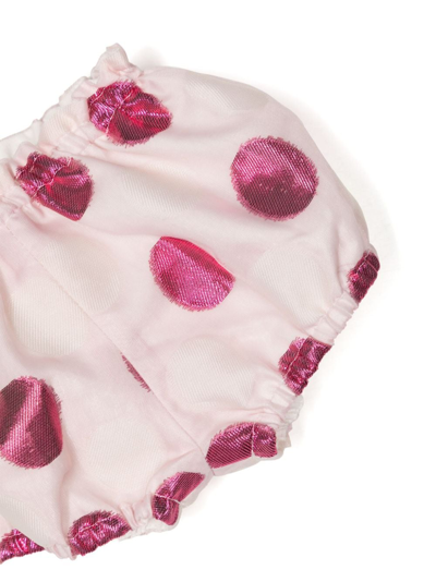 Shop Hucklebones London Polka Dot-pattern Puff-sleeve Dress In Pink