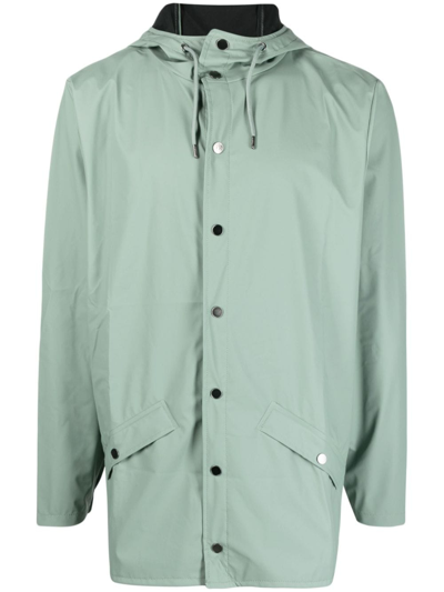 Shop Rains Hooded Waterproof Jacket In Green