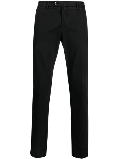 Shop Briglia 1949 Stretch-cotton Tapered Trousers In Black