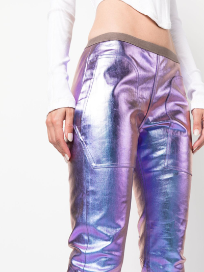 Shop Rick Owens Iridescent-effect Skinny Trousers In Purple