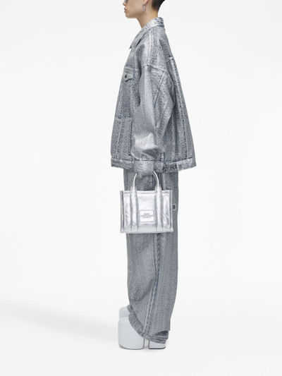 Marc Jacobs Logo-patch Leather Tote Bag In Silver