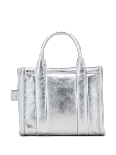 Marc Jacobs Logo-patch Leather Tote Bag In Silver