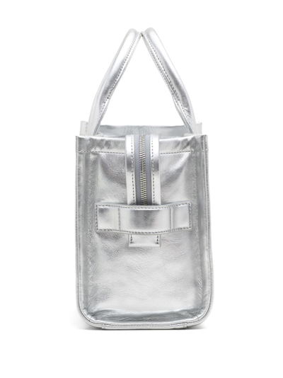 Marc Jacobs Logo-patch Leather Tote Bag In Silver
