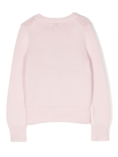 Shop Ralph Lauren Patterned Intarsia-knit Cotton Jumper In Pink