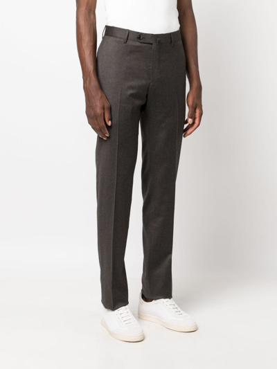 Pt Torino Tailored Pressed-crease Trousers In Brown
