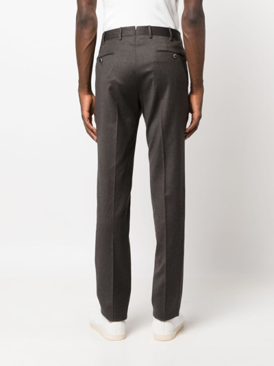 Pt Torino Tailored Pressed-crease Trousers In Brown