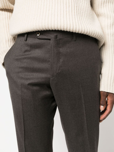 Pt Torino Tailored Pressed-crease Trousers In Brown