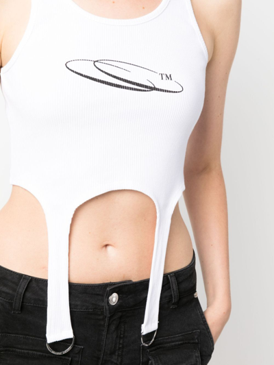 Shop Cannari Concept Logo-print Crop Top In White