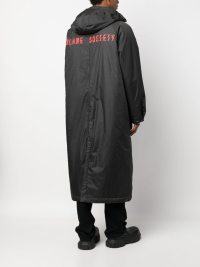 44 Label Group Logo-print Long Hooded Jacket In Black