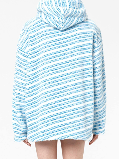 Shop Jw Anderson Oversized Striped Fleece Hoodie In Blue