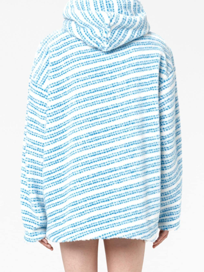Jw Anderson Oversized Striped Fleece Hoodie In Blue