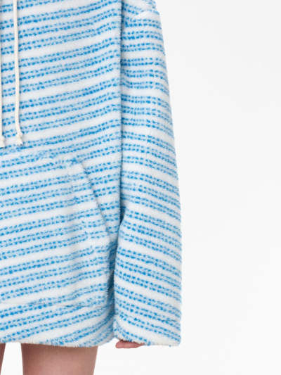 Shop Jw Anderson Oversized Striped Fleece Hoodie In Blue