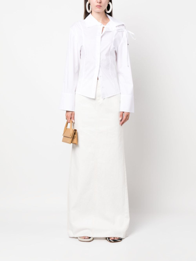 Shop Jacquemus La Chemise Ruban Cotton Shirt In White