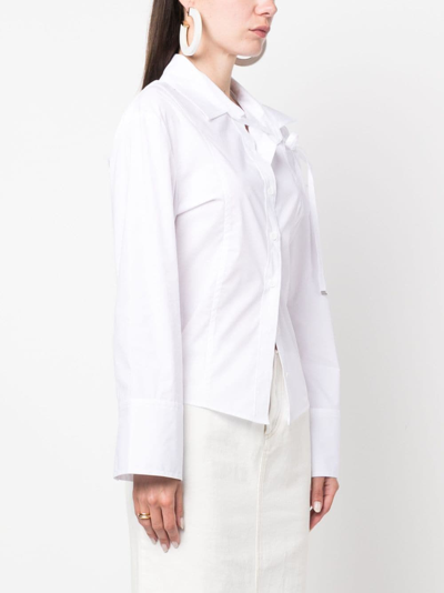 Shop Jacquemus La Chemise Ruban Cotton Shirt In White