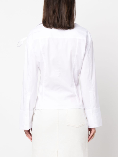 Shop Jacquemus La Chemise Ruban Cotton Shirt In White