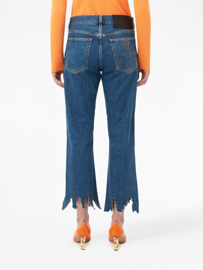 Shop Jw Anderson Logo-patch Laser-cut Detail Straight-leg Jeans In Blue